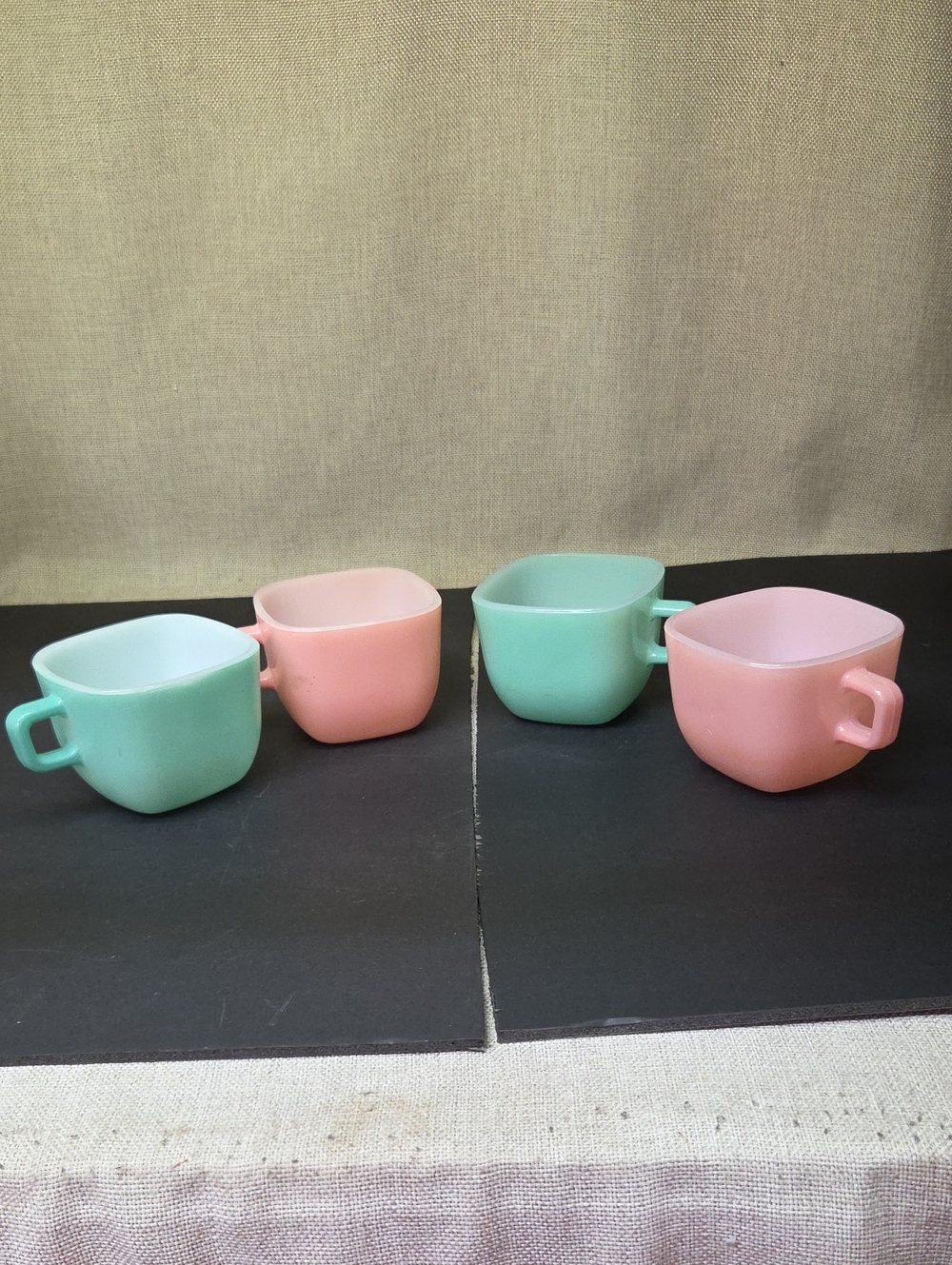 Glass Bake Square Mugs Qty 4.  A Promotional For Lipton Soup. 1950s & 60s‎ (#2)